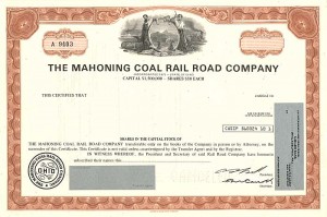 Mahoning Coal Rail Road Co. - Stock Certificate